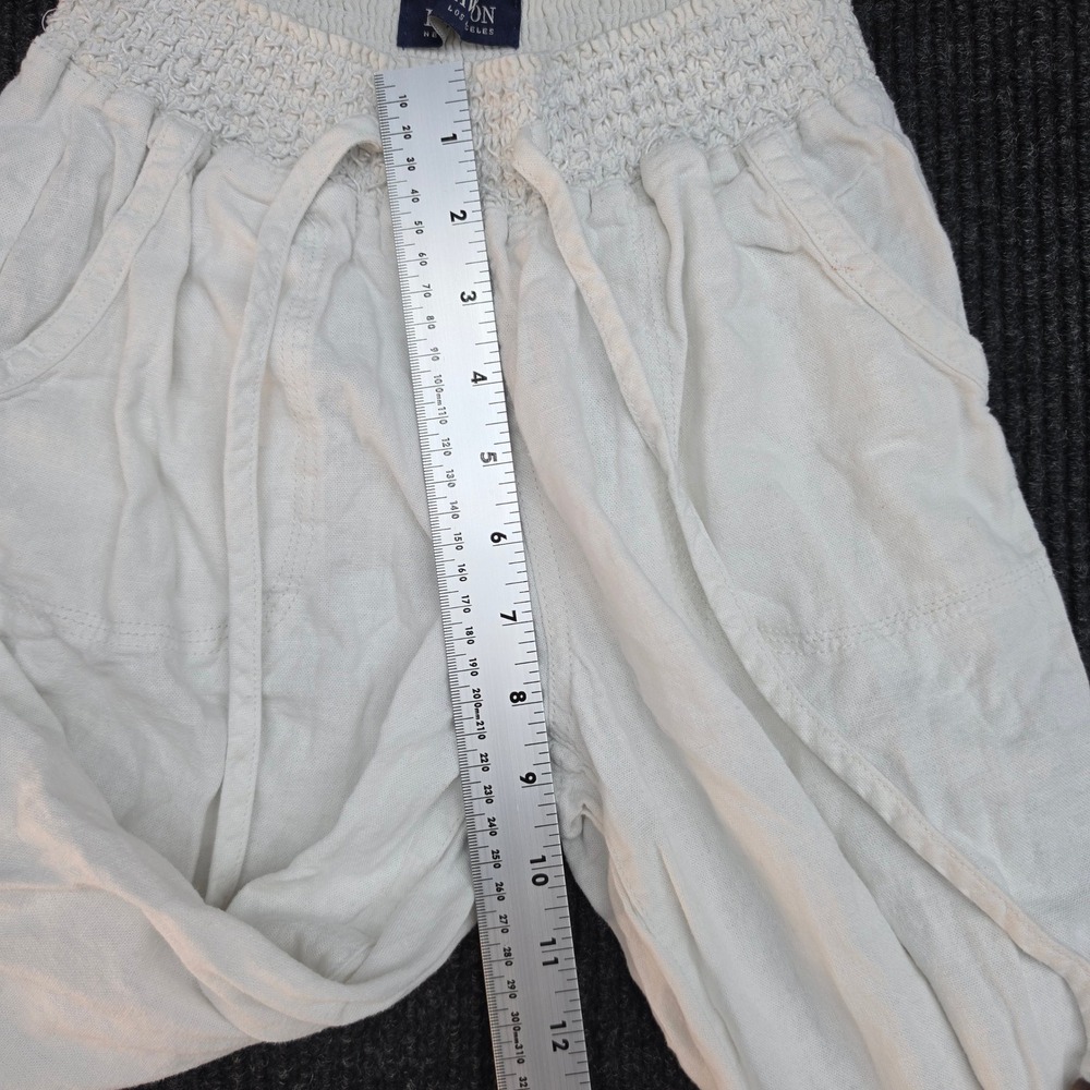 Beau Dawson White Linen Blend Smocked Waist Wide Leg Pants M2584AVB-OP Small - Picture 8 of 9